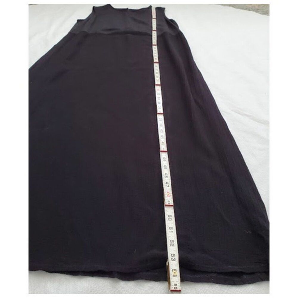 VTG Eileen Fisher Black Rayon Ribbed Maxi Dress Sleeveless Made in USA Sz L - Picture 6 of 9